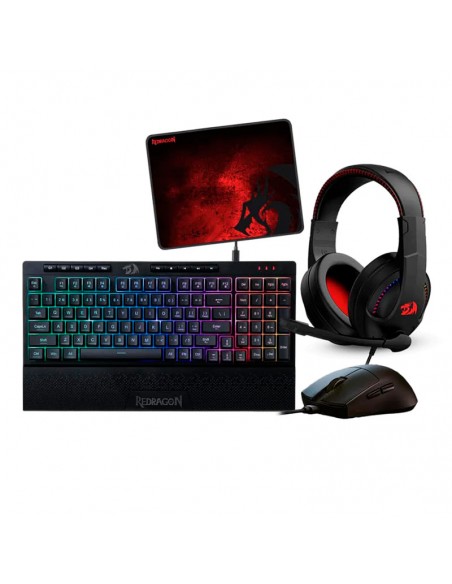 KIT REDRAGON 4 EN 1 ( S147-SP ) TECLADO K515 + MOUSE M724 + AURICULAR H211 + PAD MOUSE P016