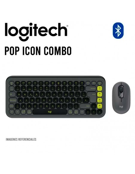 KIT LOGITECH TECLADO+ MOUSE POP ICON COMBO (920-013052) WIRELESS SP/ BLUETOOTH/ GRAPHITE