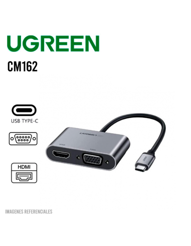 ADAPTADOR UGREEN 4 EN 1 ( CM162 ) USB-C - HDMI - VGA - USB-A ( 50505 )