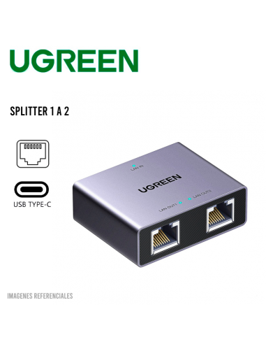 ADAPTADOR UGREEN GIGABIT ETHERNET SPLITTER 1 A 2 (NW301/ 45311)