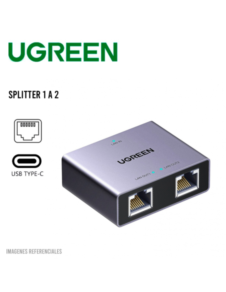 ADAPTADOR UGREEN GIGABIT ETHERNET SPLITTER 1 A 2 (NW301/ 45311)