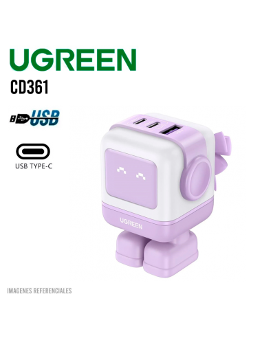 CARGADOR UGREEN NEXODE RG 65W 2 USB-C - 1 USB-A (CD361) CARGA RAPIDA (35314) PURPLE