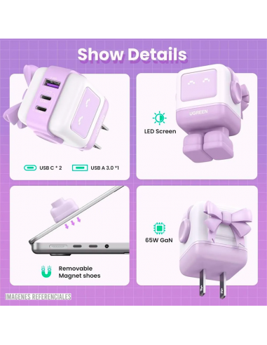 CARGADOR UGREEN NEXODE RG 65W 2 USB-C - 1 USB-A...