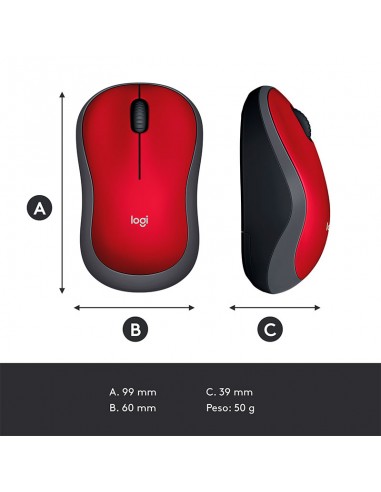MOUSE LOGITECH M185 (910-003635) WIRELESS RED