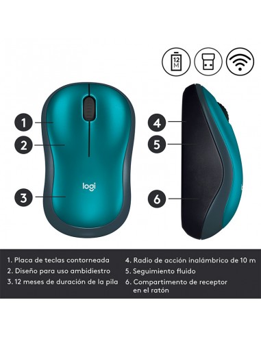 MOUSE LOGITECH M185 (910-003636) AZUL WIRELESS