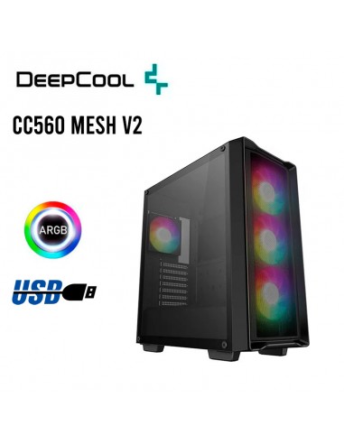 CASE DEEPCOOL CC560 MESH V2 ( R-CC560-BKAMA4-G-2 ) S/FUENTE | VIDEO TEMPLADO | LED-ARGB