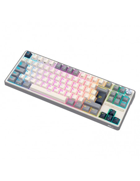 TECLADO GAMER ROYAL KLUDGE ( RK-R87PRO TKL ) HALF GREY | CREAMY SWITCH | USB | LED-RGB