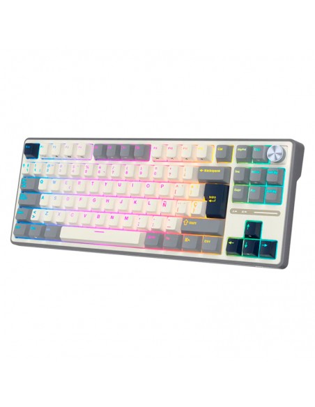 TECLADO GAMER ROYAL KLUDGE ( RK-R87PRO TKL ) HALF GREY | CREAMY SWITCH | USB | LED-RGB