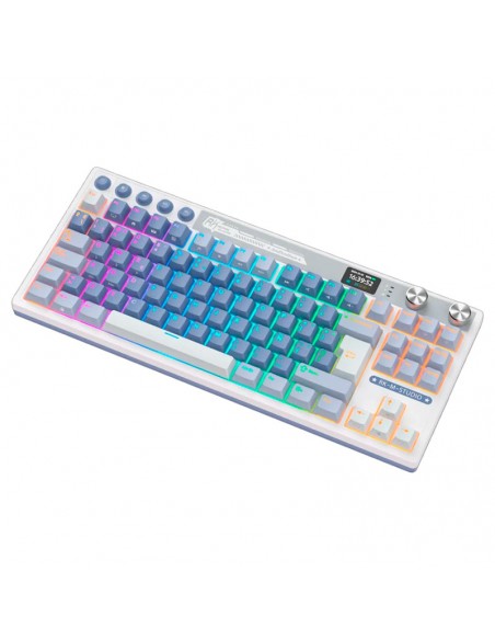 TECLADO GAMER ROYAL KLUDGE ( RK M87 TKL ) OCEAN BLUE | TRI-MODES WIRELESS-BT-USB | CREAM SWITCH | LED-RGB
