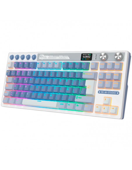 TECLADO GAMER ROYAL KLUDGE ( RK M87 TKL ) OCEAN BLUE | TRI-MODES WIRELESS-BT-USB | CREAM SWITCH | LED-RGB