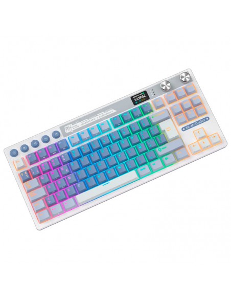 TECLADO GAMER ROYAL KLUDGE ( RK M87 TKL ) OCEAN BLUE | TRI-MODES WIRELESS-BT-USB | CREAM SWITCH | LED-RGB