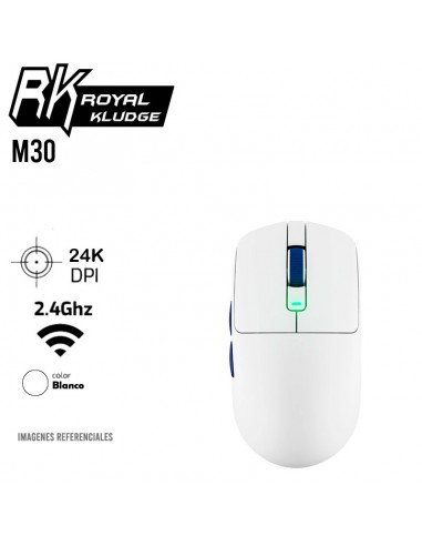 MOUSE GAMER ROYAL KLUDGE M30 WHITE BLUE WIRELESS-BT-USB