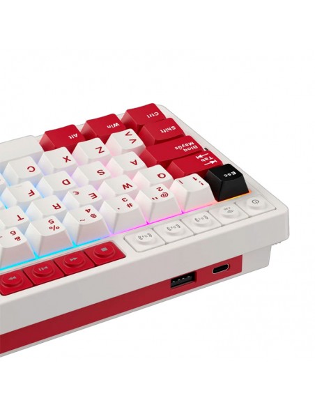 TECLADO GAMER ROYAL KLUDGE ( RK M65 ) FAMICOM | TRI-MODES WIRELESS - BT - USB | CREAM SWITCH | LED-RGB