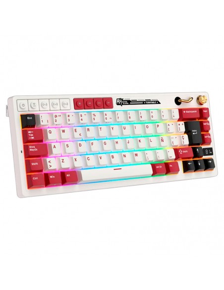 TECLADO GAMER ROYAL KLUDGE ( RK M65 ) FAMICOM | TRI-MODES WIRELESS - BT - USB | CREAM SWITCH | LED-RGB