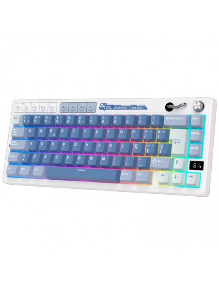 TECLADO GAMER ROYAL KLUDGE ( RK M65 ) OCEAN BLUE | TRI-MODES WIRELESS - BT - USB | CREAM SWITCH | LED-RGB