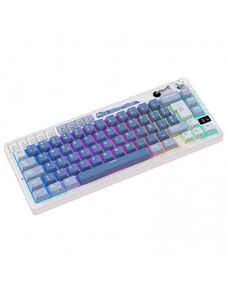 TECLADO GAMER ROYAL KLUDGE ( RK M65 ) OCEAN BLUE | TRI-MODES WIRELESS - BT - USB | CREAM SWITCH | LED-RGB