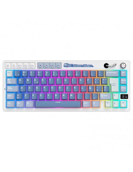 TECLADO GAMER ROYAL KLUDGE ( RK M65 ) OCEAN BLUE | TRI-MODES WIRELESS - BT - USB | CREAM SWITCH | LED-RGB