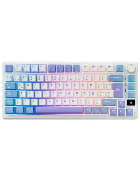 TECLADO GAMER ROYAL KLUDGE ( RK-M75 ) TARO MILK | TRI-MODES WIRELESS - BT - USB | K SILVER SWITCH | LED-RGB