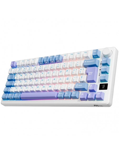 TECLADO GAMER ROYAL KLUDGE ( RK-M75 ) TARO MILK | TRI-MODES WIRELESS - BT - USB | K SILVER SWITCH | LED-RGB