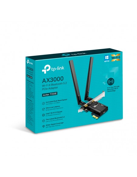TARJETA DE RED INALAMBRICA TP-LINK (ARCHER TX55E) AX3000 DUAL BAND WI-FI 6