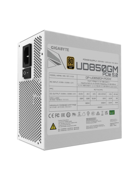 FUENTE DE PODER GIGABYTE 850W ( GP-UD850GM PG5W ) 80PLUS GOLD | MODULAR | WHITE
