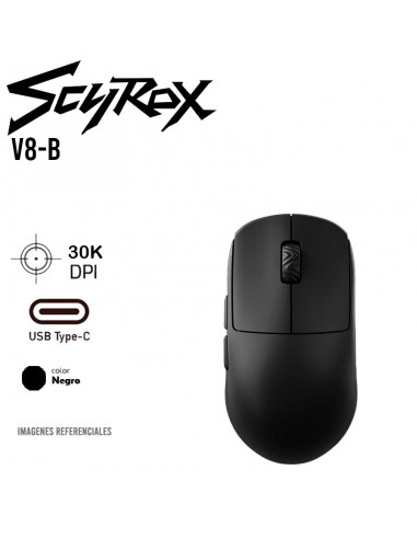 MOUSE GAMER SCYROX V8 ( V8-B ) WIRELESS - USB-C | 30K DPI | SENSOR PAW3950 | BLACK