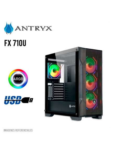 CASE ANTRYX FX 710U ( AC-FX710UK ) S/FUENTE | PANEL VIDRIO | LED-ARGB