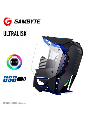 CASE GAMER GAMBYTE ULTRALISK (GI-ULTRALISKBLUE-AC) VIDRIO|6VENTILADORES|ARGB|S/FUENTE