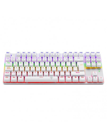TECLADO T-DAGGER BORA WHITE ( T-TGK313W-RD ) GAMING | SWITCH RED | RETROILUMINACION RAINBOW