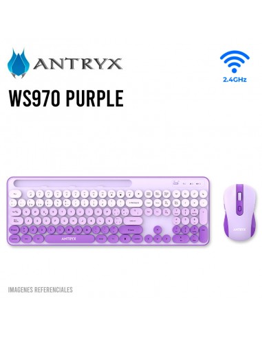 KIT ANTRYX WS970 PURPLE ( ASC-WS970PE ) TECLADO + MOUSE | WIRELESS