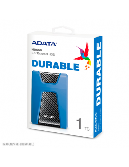 DISCO DURO EXTERNO ADATA 1TB HD650 ( AHD650-1TU31-CBL ) ANTIGOLPE | AZUL/NEGRO
