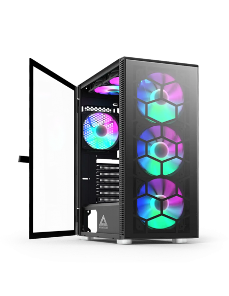 CASE MONTECH X3 GLASS S/FUENTE|VIDRIO TEMPLADO|LED-RGB|NEGRO