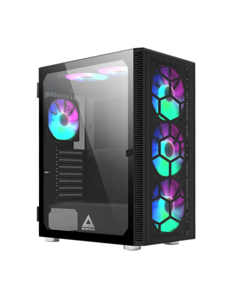 CASE MONTECH X3 GLASS S/FUENTE|VIDRIO TEMPLADO|LED-RGB|NEGRO