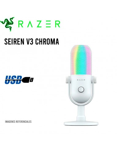 MICROFONO RAZER SEIREN V3 CHROMA WHITE EDITION ( RZ19-05060200-R3U1 ) LED-CHROMA RAZER RGB