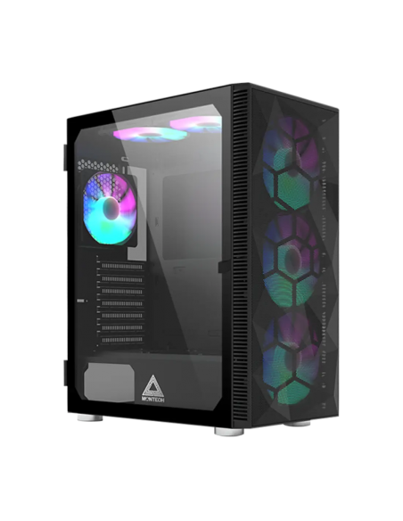 CASE MONTECH X3 MESH S/FUENTE|LED-RGB|NEGRO