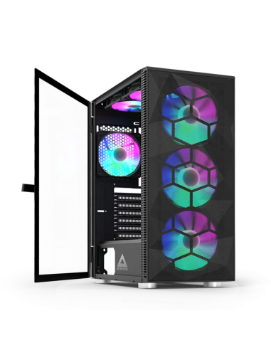 CASE MONTECH X3 MESH S/FUENTE|LED-RGB|NEGRO