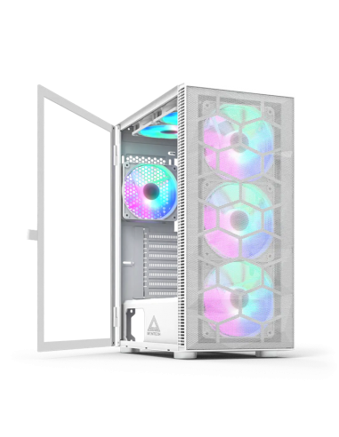 CASE MONTECH X3 MESH S/FUENTE|LED-RGB|BLANCO