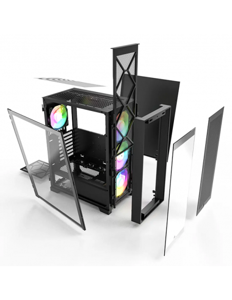 CASE MONTECH AIR 1000 PREMIUM S/FUENTE|LED-RGB|VIDRIO/MESH|NEGRO