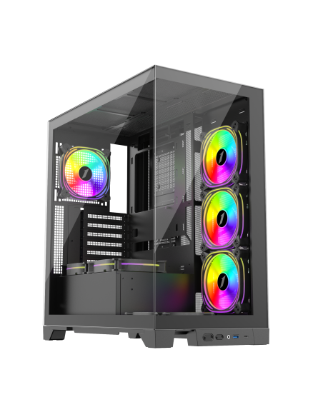CASE 1ST PLAYER MI8 BLACK ( 1S-CA1ST-MI8 ) SIN FUENTE | VIDRIO TEMPLADO | LED-RGB