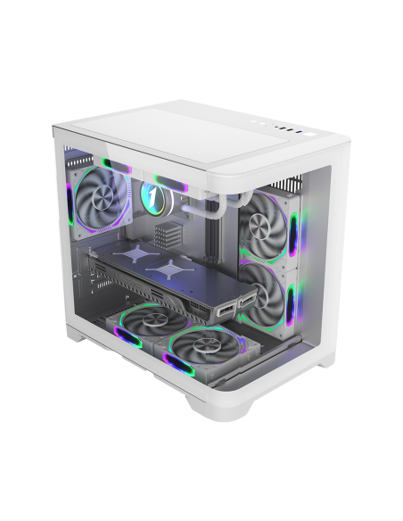 CASE 1ST PLAYER UV5 WHITE ( 1S-CA1ST-UV5 ) SIN FUENTE | VIDRIO TEMPLADO | LED-RGB
