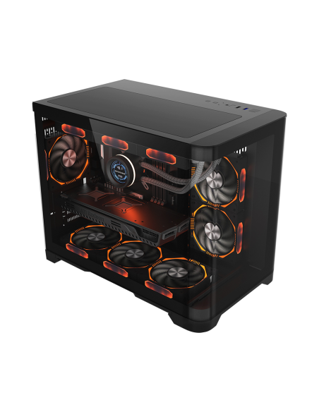 CASE 1ST PLAYER UV6 BLACK ( 1S-CA1ST-UV6 ) SIN FUENTE | VIDRIO TEMPLADO | LED-RGB