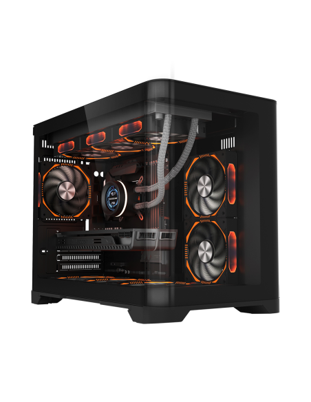 CASE 1ST PLAYER UV6 BLACK ( 1S-CA1ST-UV6 ) SIN FUENTE | VIDRIO TEMPLADO | LED-RGB