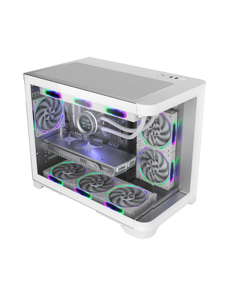 CASE 1ST PLAYER UV6 WHITE ( 1S-CA1ST-UV6 ) SIN FUENTE | VIDRIO TEMPLADO | LED-RGB