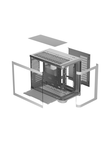 CASE 1ST PLAYER UV6 WHITE ( 1S-CA1ST-UV6 ) SIN FUENTE | VIDRIO TEMPLADO | LED-RGB