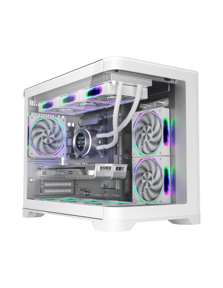 CASE 1ST PLAYER UV6 WHITE ( 1S-CA1ST-UV6 ) SIN FUENTE | VIDRIO TEMPLADO | LED-RGB