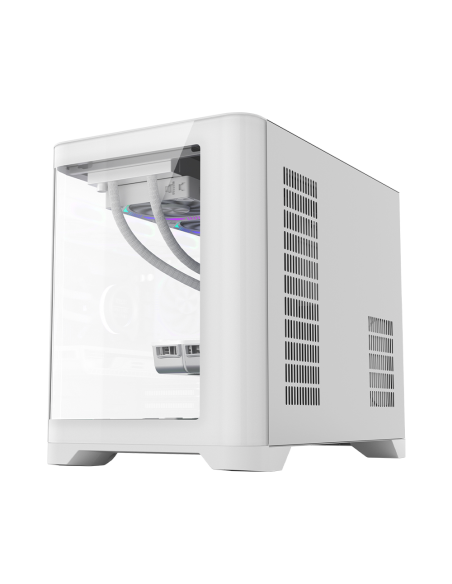 CASE 1ST PLAYER UV6 WHITE ( 1S-CA1ST-UV6 ) SIN FUENTE | VIDRIO TEMPLADO | LED-RGB