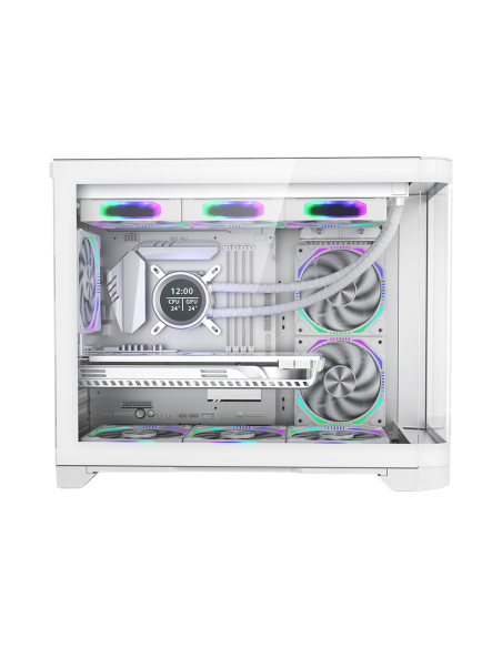 CASE 1ST PLAYER UV6 WHITE ( 1S-CA1ST-UV6 ) SIN FUENTE | VIDRIO TEMPLADO | LED-RGB