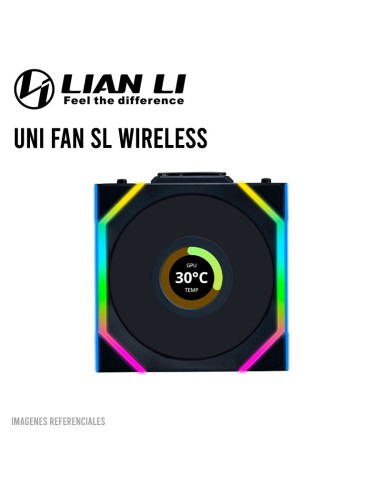 COOLER CASE LIAN LI UNI FAN SL WIRELESS BLACK 120MM ARGB PACK 3 EN 1 PANTALLA LCD ( 12RSLLCD1W3B )