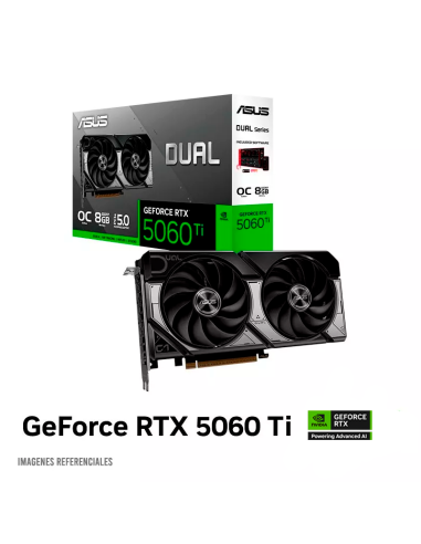 TARJETA DE VIDEO ASUS RTX 5060TI 8GB OC DUAL GDRR7 (90YV0MP2-M0AA00)  128 BIT