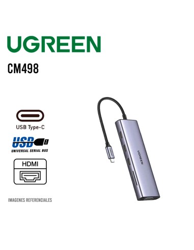 HUB USB-C UGREEN 9 EN 1 CM498 9 EN 1 ( 15600 ) 1 VGA - 1 RJ45 - 1 HDMI - 1 USB-C PD 100W - 3 USB-A - 1 TF CARD - 1 SD CARD